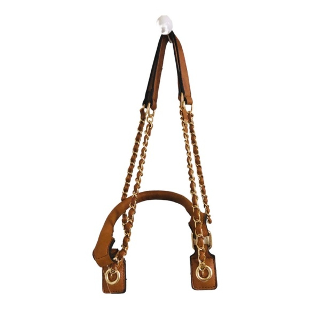 Cee Klein canvas brown trim gold chain strap crossbody ‘beach tote’ tote bag - Picture 14 of 16